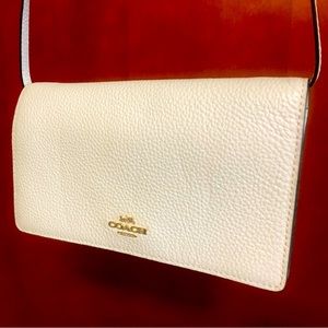Coach White Leather Crossbody Clutch